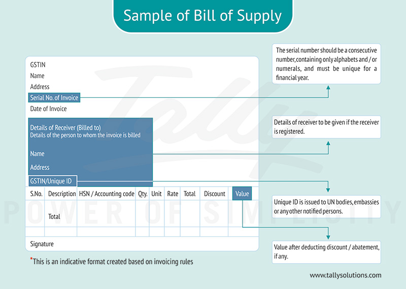 Sample of Bill of Supply